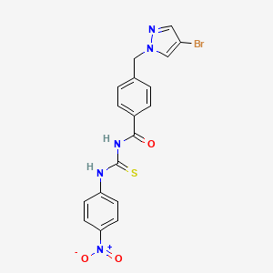 molecular formula C18H14BrN5O3S B6124007 N-{4-[(4-BROMO-1H-PYRAZOL-1-YL)METHYL]BENZOYL}-N'-(4-NITROPHENYL)THIOUREA 