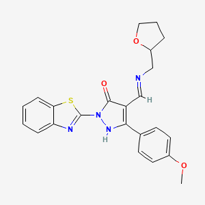molecular formula C23H22N4O3S B6124032 (4E)-2-(1,3-benzothiazol-2-yl)-5-(4-methoxyphenyl)-4-{[(tetrahydrofuran-2-ylmethyl)amino]methylidene}-2,4-dihydro-3H-pyrazol-3-one 
