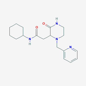 molecular formula C18H26N4O2 B6124058 N-cyclohexyl-2-[3-oxo-1-(pyridin-2-ylmethyl)piperazin-2-yl]acetamide 