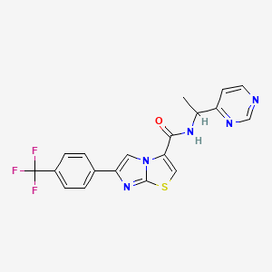 molecular formula C19H14F3N5OS B6124504 N-(1-pyrimidin-4-ylethyl)-6-[4-(trifluoromethyl)phenyl]imidazo[2,1-b][1,3]thiazole-3-carboxamide 