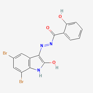 molecular formula C15H9Br2N3O3 B6124756 N'-[(3Z)-5,7-dibromo-2-oxo-1,2-dihydro-3H-indol-3-ylidene]-2-hydroxybenzohydrazide CAS No. 5225-76-3