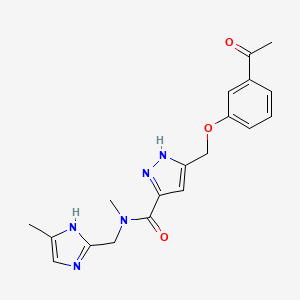 molecular formula C19H21N5O3 B6125083 5-[(3-acetylphenoxy)methyl]-N-methyl-N-[(5-methyl-1H-imidazol-2-yl)methyl]-1H-pyrazole-3-carboxamide 