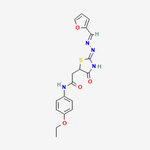 molecular formula C18H18N4O4S B6125159 N-(4-ethoxyphenyl)-2-[(2Z)-2-[(E)-furan-2-ylmethylidenehydrazinylidene]-4-oxo-1,3-thiazolidin-5-yl]acetamide 