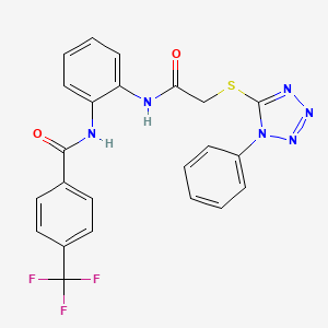 molecular formula C23H17F3N6O2S B6125185 N-(2-{2-[(1-PHENYL-1H-1,2,3,4-TETRAZOL-5-YL)SULFANYL]ACETAMIDO}PHENYL)-4-(TRIFLUOROMETHYL)BENZAMIDE 