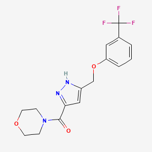molecular formula C16H16F3N3O3 B6125249 morpholin-4-yl-[5-[[3-(trifluoromethyl)phenoxy]methyl]-1H-pyrazol-3-yl]methanone 