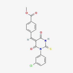 molecular formula C19H13ClN2O4S B6125746 methyl 4-[(E)-[1-(3-chlorophenyl)-4,6-dioxo-2-sulfanylidene-1,3-diazinan-5-ylidene]methyl]benzoate 