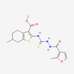 molecular formula C18H21N3O4S2 B6125750 Methyl 6-methyl-2-[({2-[(2-methylfuran-3-yl)carbonyl]hydrazinyl}carbonothioyl)amino]-4,5,6,7-tetrahydro-1-benzothiophene-3-carboxylate 