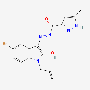 molecular formula C16H14BrN5O2 B6126211 N-(5-bromo-2-hydroxy-1-prop-2-enylindol-3-yl)imino-5-methyl-1H-pyrazole-3-carboxamide 