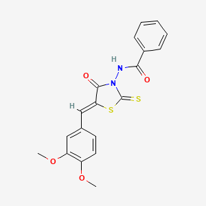 molecular formula C19H16N2O4S2 B6126386 N-[(5Z)-5-[(3,4-dimethoxyphenyl)methylidene]-4-oxo-2-sulfanylidene-1,3-thiazolidin-3-yl]benzamide 