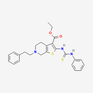 molecular formula C25H27N3O2S2 B6126411 ETHYL 2-[(PHENYLCARBAMOTHIOYL)AMINO]-6-(2-PHENYLETHYL)-4H,5H,6H,7H-THIENO[2,3-C]PYRIDINE-3-CARBOXYLATE 
