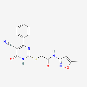 molecular formula C17H13N5O3S B6126595 2-[(5-CYANO-6-OXO-4-PHENYL-1,6-DIHYDRO-2-PYRIMIDINYL)SULFANYL]-N~1~-(5-METHYL-3-ISOXAZOLYL)ACETAMIDE 