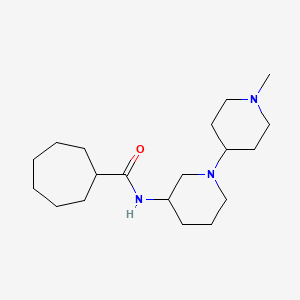 molecular formula C19H35N3O B6126919 N-[1-(1-methylpiperidin-4-yl)piperidin-3-yl]cycloheptanecarboxamide 