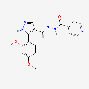 molecular formula C18H17N5O3 B6126959 N-[(E)-[5-(2,4-dimethoxyphenyl)-1H-pyrazol-4-yl]methylideneamino]pyridine-4-carboxamide 
