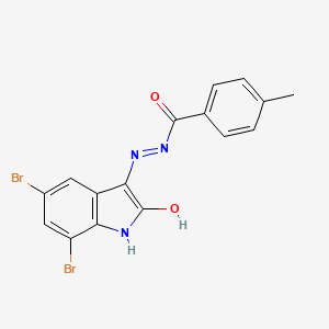 molecular formula C16H11Br2N3O2 B6126982 N-[(5,7-dibromo-2-hydroxy-1H-indol-3-yl)imino]-4-methylbenzamide 