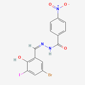 molecular formula C14H9BrIN3O4 B6126983 N-[(Z)-(5-bromo-2-hydroxy-3-iodophenyl)methylideneamino]-4-nitrobenzamide 