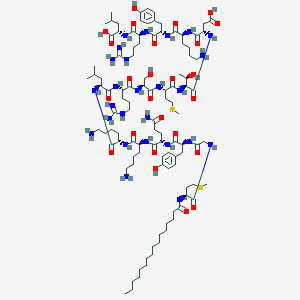 molecular formula C₁₀₄H₁₇₈N₂₆O₂₅S₂ B612738 palmitoyl-Met-Gly-Tyr-Gln-Lys-Lys-Leu-Arg-Ser-Met-Thr-Asp-Lys-Tyr-Arg-Leu-OH CAS No. 1337878-62-2