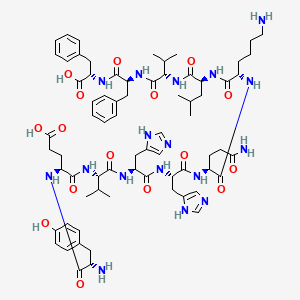 molecular formula C₇₁H₉₉N₁₇O₁₆ B612749 L-Tyrosyl-L-alpha-glutamyl-L-valyl-L-histidyl-L-histidyl-L-glutaminyl-L-lysyl-L-leucyl-L-valyl-L-phenylalanyl-L-phenylalanine CAS No. 152286-31-2