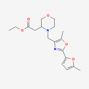 molecular formula C18H24N2O5 B6127571 Ethyl 2-[4-[[5-methyl-2-(5-methylfuran-2-yl)-1,3-oxazol-4-yl]methyl]morpholin-3-yl]acetate 