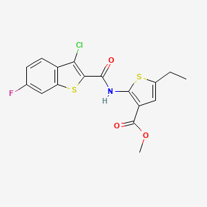 molecular formula C17H13ClFNO3S2 B6127577 METHYL 2-(3-CHLORO-6-FLUORO-1-BENZOTHIOPHENE-2-AMIDO)-5-ETHYLTHIOPHENE-3-CARBOXYLATE 