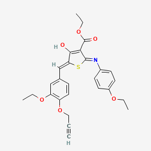 molecular formula C27H27NO6S B6127619 ETHYL (5Z)-5-{[3-ETHOXY-4-(PROP-2-YN-1-YLOXY)PHENYL]METHYLIDENE}-2-[(4-ETHOXYPHENYL)AMINO]-4-OXO-4,5-DIHYDROTHIOPHENE-3-CARBOXYLATE 