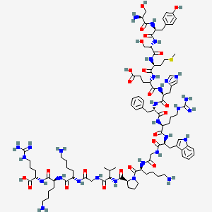 (4S)-5-[[(2S)-1-[[(2S)-1-[[(2S)-1-[[(2S)-1-[[2-[[(2S)-6-amino-1-[(2S)-2-[[(2S)-1-[[2-[[(2S)-6-amino-1-[[(2S)-6-amino-1-[[(1S)-4-carbamimidamido-1-carboxybutyl]amino]-1-oxohexan-2-yl]amino]-1-oxohexan-2-yl]amino]-2-oxoethyl]amino]-3-methyl-1-oxobutan-2-yl]carbamoyl]pyrrolidin-1-yl]-1-oxohexan-2-yl]amino]-2-oxoethyl]amino]-3-(1H-indol-3-yl)-1-oxopropan-2-yl]amino]-5-carbamimidamido-1-oxopentan-2-yl]amino]-1-oxo-3-phenylpropan-2-yl]amino]-3-(1H-imidazol-4-yl)-1-oxopropan-2-yl]amino]-4-[[(2S)-2-[[(2S)-2-[[(2S)-2-[[(2S)-2-amino-3-hydroxypropanoyl]amino]-3-(4-hydroxyphenyl)propanoyl]amino]-3-hydroxypropanoyl]amino]-4-methylsulfanylbutanoyl]amino]-5-oxopentanoic acid