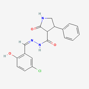 molecular formula C18H16ClN3O3 B6127869 N-[(Z)-(5-chloro-2-hydroxyphenyl)methylideneamino]-2-oxo-4-phenylpyrrolidine-3-carboxamide 