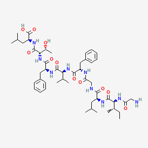 molecular formula C49H75N9O11 B612792 (2S)-2-[[(2S,3R)-2-[[(2S)-2-[[(2S)-2-[[(2S)-2-[[2-[[(2S)-2-[[(2S,3S)-2-[(2-aminoacetyl)amino]-3-methylpentanoyl]amino]-4-methylpentanoyl]amino]acetyl]amino]-3-phenylpropanoyl]amino]-3-methylbutanoyl]amino]-3-phenylpropanoyl]amino]-3-hydroxybutanoyl]amino]-4-methylpentanoic acid CAS No. 141368-69-6