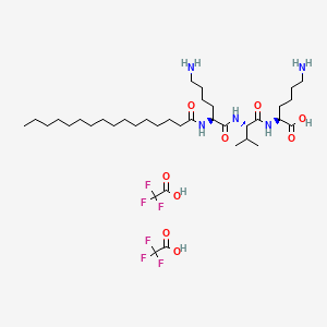 molecular formula C33H65N5O5 B612800 (S)-6-Amino-2-((S)-2-((S)-6-amino-2-palmitamidohexanamido)-3-methylbutanamido)hexanoic acid compound with 2,2,2-trifluoroacetic acid (1:2) CAS No. 623172-56-5