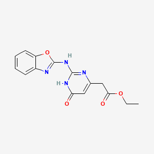 molecular formula C15H14N4O4 B6128072 Ethyl [2-(1,3-benzoxazol-2-ylamino)-6-oxo-3,6-dihydropyrimidin-4-yl]acetate 