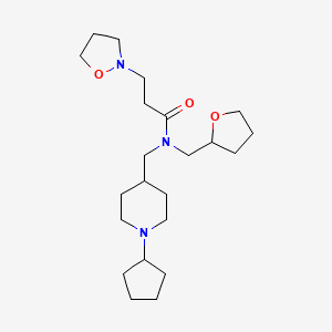 molecular formula C22H39N3O3 B6128075 N-[(1-cyclopentylpiperidin-4-yl)methyl]-3-(1,2-oxazolidin-2-yl)-N-(oxolan-2-ylmethyl)propanamide 