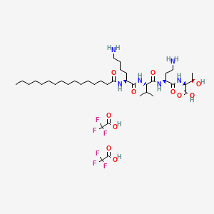 molecular formula C35H68N6O7, C31H61N5O5 B612811 棕榈酰赖氨酰缬氨酰二氨基丁酰苏氨酸三氟乙酸盐 CAS No. 883558-32-5