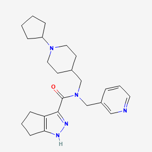molecular formula C24H33N5O B6128114 N-[(1-cyclopentylpiperidin-4-yl)methyl]-N-(pyridin-3-ylmethyl)-1,4,5,6-tetrahydrocyclopenta[c]pyrazole-3-carboxamide 