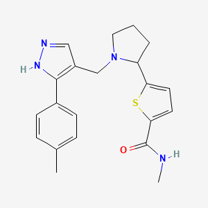 molecular formula C21H24N4OS B6128213 N-methyl-5-[1-[[5-(4-methylphenyl)-1H-pyrazol-4-yl]methyl]pyrrolidin-2-yl]thiophene-2-carboxamide 