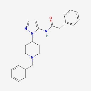 molecular formula C23H26N4O B6128313 N-[2-(1-benzylpiperidin-4-yl)pyrazol-3-yl]-2-phenylacetamide 