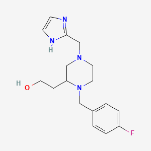 molecular formula C17H23FN4O B6128347 2-[1-[(4-fluorophenyl)methyl]-4-(1H-imidazol-2-ylmethyl)piperazin-2-yl]ethanol 