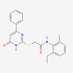 molecular formula C21H21N3O2S B6128403 N-(2-ethyl-6-methylphenyl)-2-[(6-oxo-4-phenyl-1H-pyrimidin-2-yl)sulfanyl]acetamide 