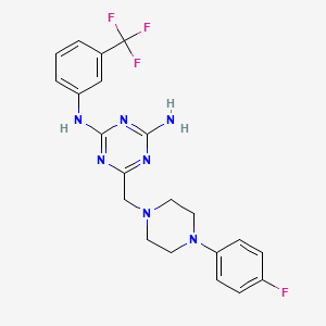 molecular formula C21H21F4N7 B6128521 N-(4-AMINO-6-{[4-(4-FLUOROPHENYL)PIPERAZINO]METHYL}-1,3,5-TRIAZIN-2-YL)-N-[3-(TRIFLUOROMETHYL)PHENYL]AMINE 