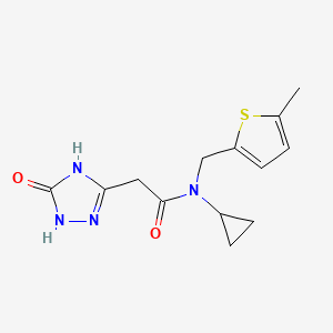 molecular formula C13H16N4O2S B6128548 N-cyclopropyl-N-[(5-methyl-2-thienyl)methyl]-2-(5-oxo-4,5-dihydro-1H-1,2,4-triazol-3-yl)acetamide 