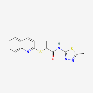 molecular formula C15H14N4OS2 B6128714 N-(5-methyl-1,3,4-thiadiazol-2-yl)-2-quinolin-2-ylsulfanylpropanamide 