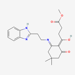 molecular formula C22H27N3O4 B6129012 METHYL 4-(2-{[2-(1H-1,3-BENZIMIDAZOL-2-YL)ETHYL]AMINO}-4,4-DIMETHYL-6-OXO-1-CYCLOHEXENYL)-4-OXOBUTANOATE 