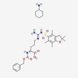 molecular formula C33H49N5O7S B612904 (2R)-5-[[amino-[(2,2,4,6,7-pentamethyl-3H-1-benzofuran-5-yl)sulfonylamino]methylidene]amino]-2-(phenylmethoxycarbonylamino)pentanoic acid;cyclohexanamine CAS No. 200191-00-0