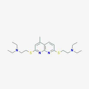 molecular formula C21H34N4S2 B061291 2-[[7-[2-(diethylamino)ethylsulfanyl]-5-methyl-1,8-naphthyridin-2-yl]sulfanyl]-N,N-diethylethanamine CAS No. 195195-29-0