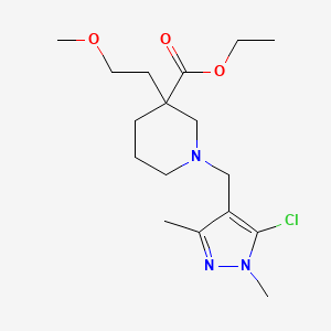 molecular formula C17H28ClN3O3 B6129259 Ethyl 1-[(5-chloro-1,3-dimethylpyrazol-4-yl)methyl]-3-(2-methoxyethyl)piperidine-3-carboxylate 