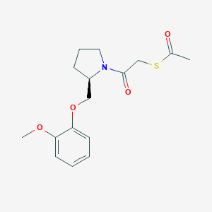 molecular formula C16H21NO4S B061298 Ethanethioic acid, S-(2-(2-((2-methoxyphenoxy)methyl)-1-pyrrolidinyl)-2-oxoethyl) ester, (R)- CAS No. 161364-89-2