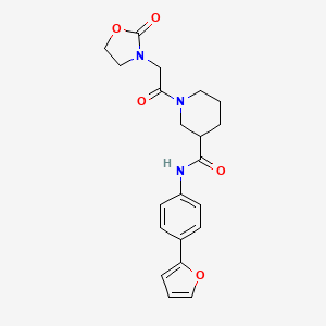 molecular formula C21H23N3O5 B6129921 N-[4-(furan-2-yl)phenyl]-1-[2-(2-oxo-1,3-oxazolidin-3-yl)acetyl]piperidine-3-carboxamide 