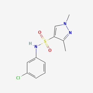 molecular formula C11H12ClN3O2S B6130293 N-(3-CHLOROPHENYL)-13-DIMETHYL-1H-PYRAZOLE-4-SULFONAMIDE 