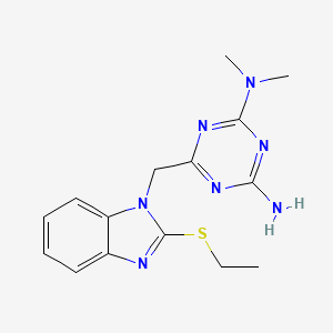 molecular formula C15H19N7S B6130488 N-(4-AMINO-6-{[2-(ETHYLSULFANYL)-1H-1,3-BENZIMIDAZOL-1-YL]METHYL}-1,3,5-TRIAZIN-2-YL)-N,N-DIMETHYLAMINE 