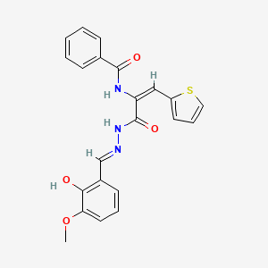 molecular formula C22H19N3O4S B6130756 N-[(E)-3-[(2E)-2-[(2-hydroxy-3-methoxyphenyl)methylidene]hydrazinyl]-3-oxo-1-thiophen-2-ylprop-1-en-2-yl]benzamide 