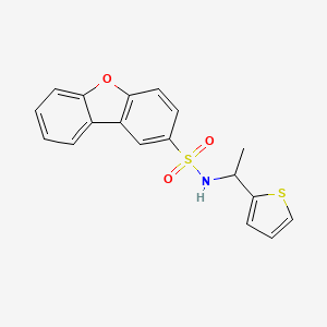 molecular formula C18H15NO3S2 B6130778 N-[1-(thiophen-2-yl)ethyl]dibenzo[b,d]furan-2-sulfonamide 