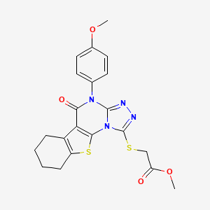 molecular formula C21H20N4O4S2 B6130888 METHYL 2-{[4-(4-METHOXYPHENYL)-5-OXO-4,5,6,7,8,9-HEXAHYDRO[1]BENZOTHIENO[3,2-E][1,2,4]TRIAZOLO[4,3-A]PYRIMIDIN-1-YL]SULFANYL}ACETATE 